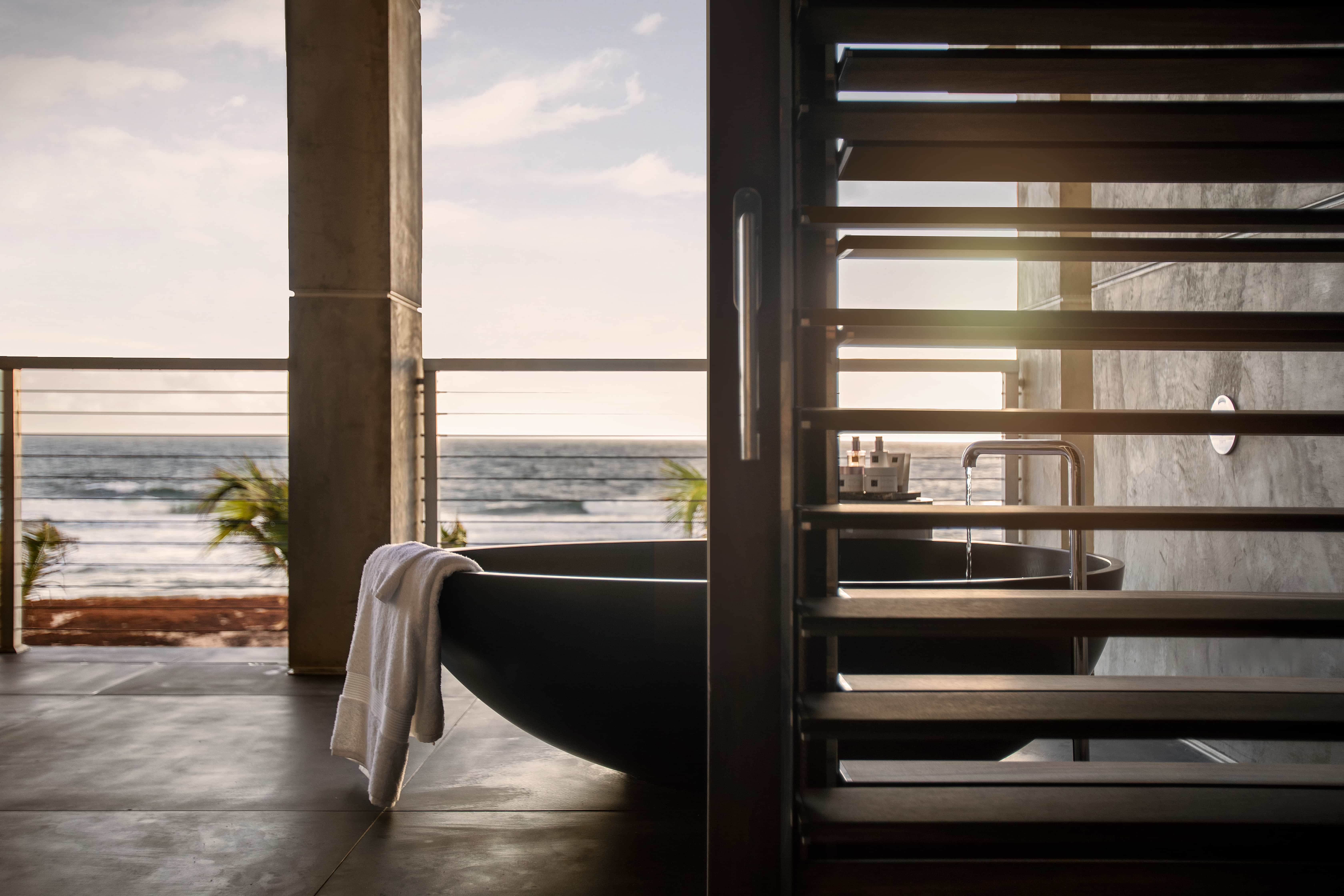 Bath on the balcony at a Luxurious Barbados Villa