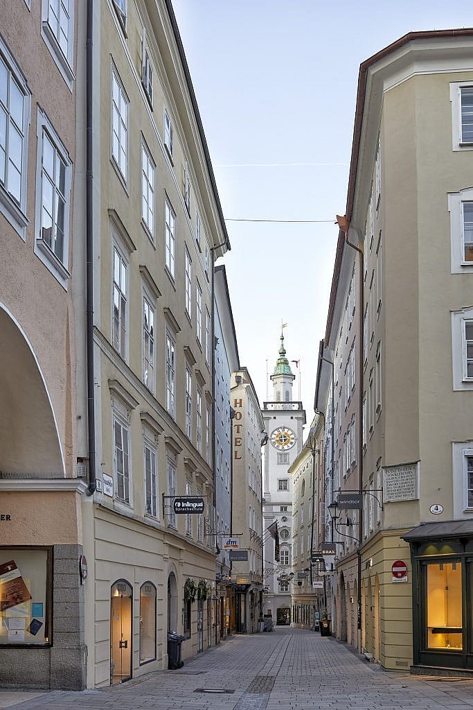 Amazing photography of a Quiet Main Street in Salzburg showing