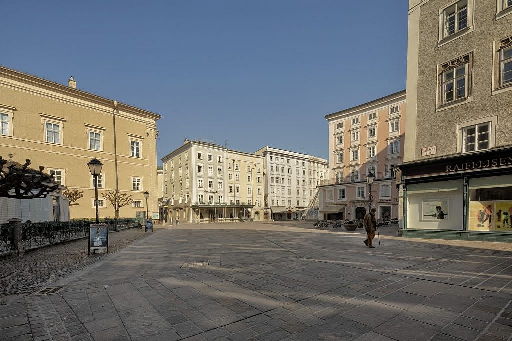 photograph of Old Market Square empty in Salzburg