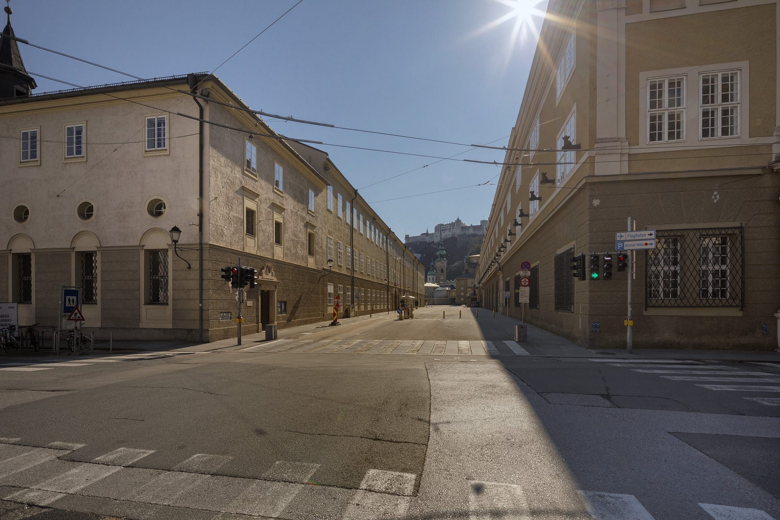Photograph of an empty Hofstallgasse, Salzburg