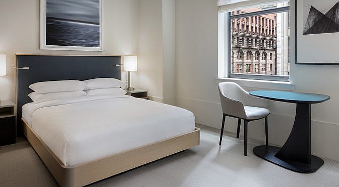 A photograph of a bedroom in the Hyatt Centric The Loop Chicago