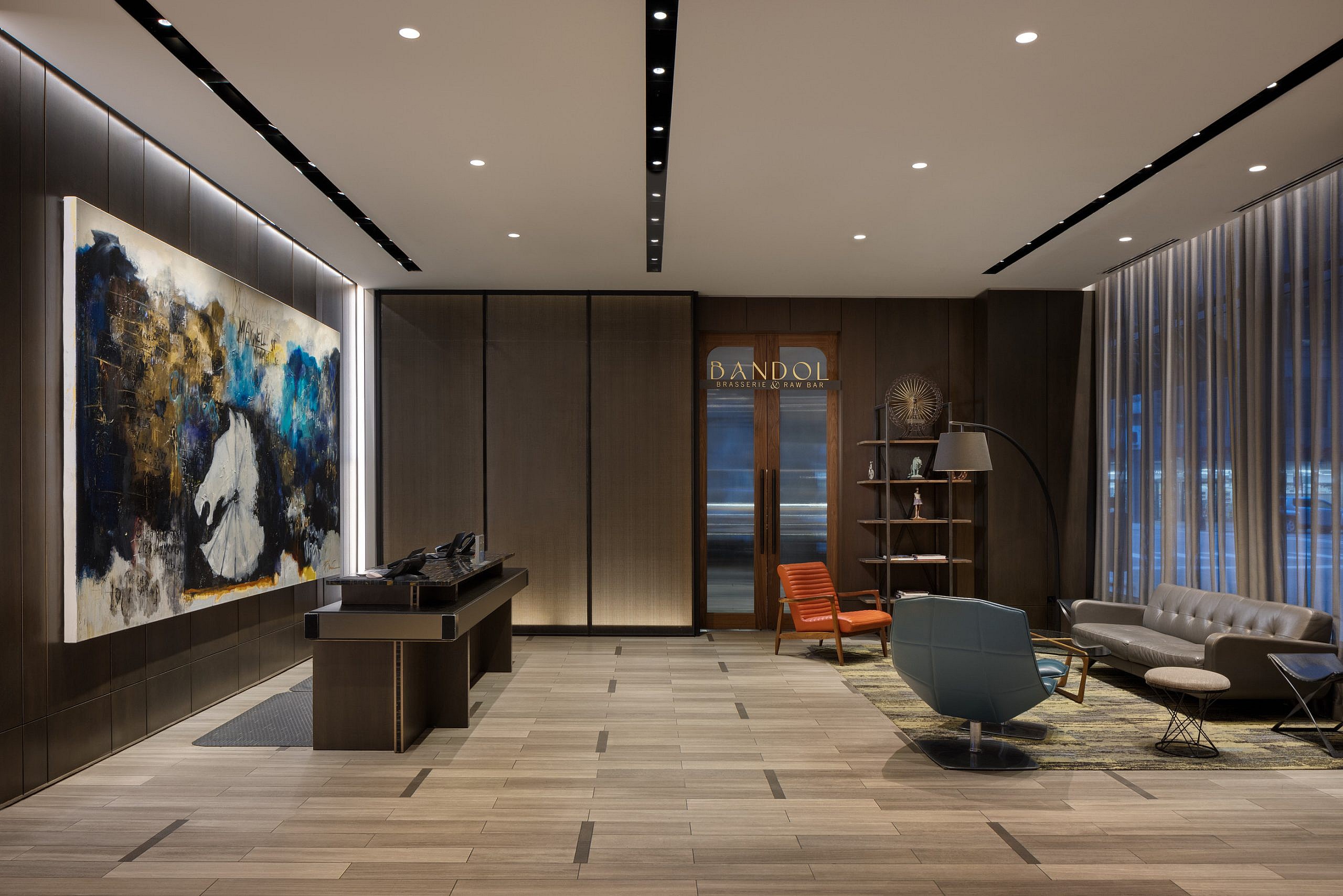 A photograph of the lobby of The Hyatt Centric The Loop Chicago