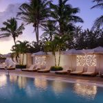 Hotel exterior prepared for a professional photo shoot at sunrise