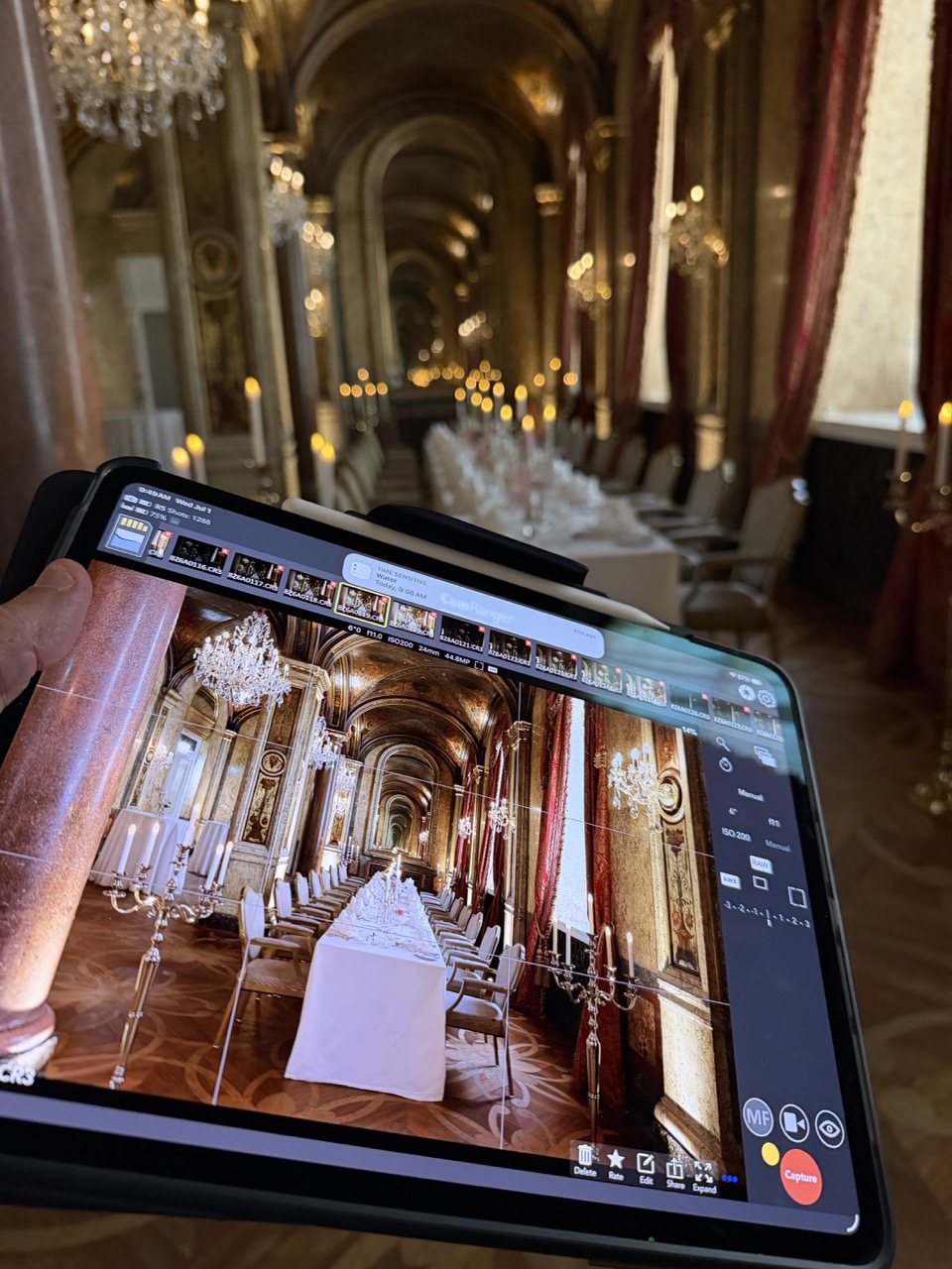 Reviewing a tethered capture during the Hotel Imperial Vienna shoot
